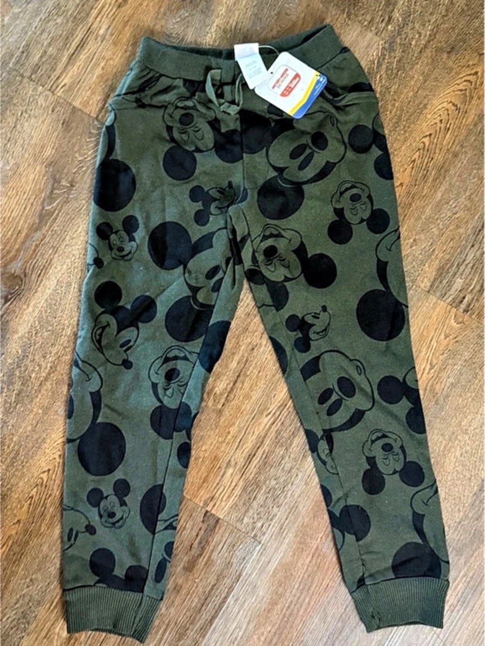 Disney Mickey Mouse Mickey Print Joggers in Green & Black NWT